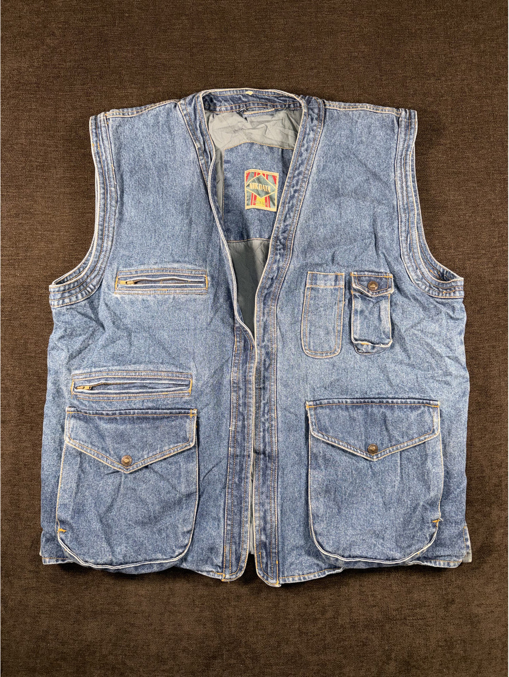Mikoata Vintage Denim Utility Vest with Multiple Pockets